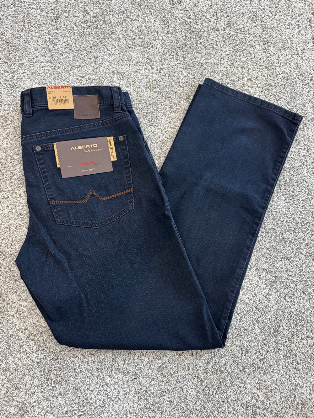 Alberto Men’s Indigo Straight Jeans - modern Fit 36 X 32